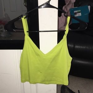 V neck crop tank neon yellow/green